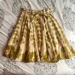 Forever 21 Green & Beige Print Skirt